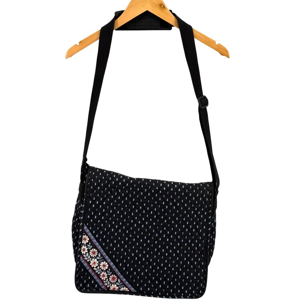 Vintage Y2K Vera Bradley Java Blue Floral Quilted Laptop Messenger Bag